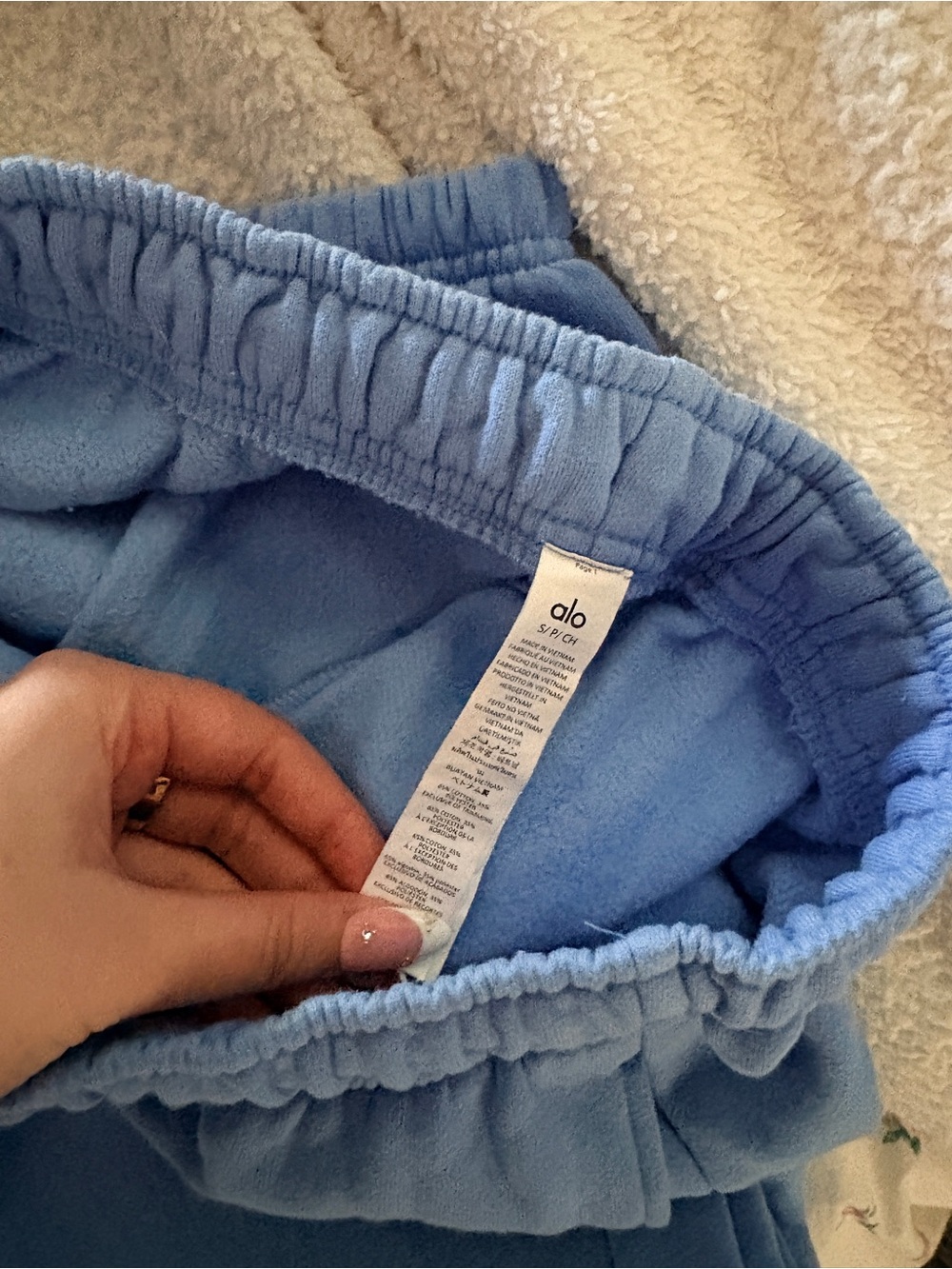 ALO Yoga Light Blue Fleece Sweatpants - Picture 2 of 2